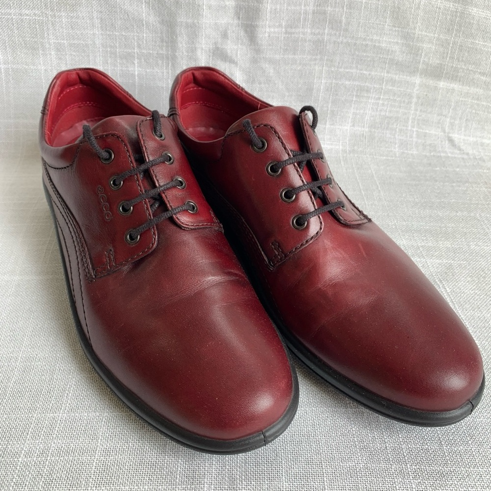 Ecco Women’s Shoes Lace Up Globetrotter Plain Toe Sneakers Brick Red 9 / 9.5 40